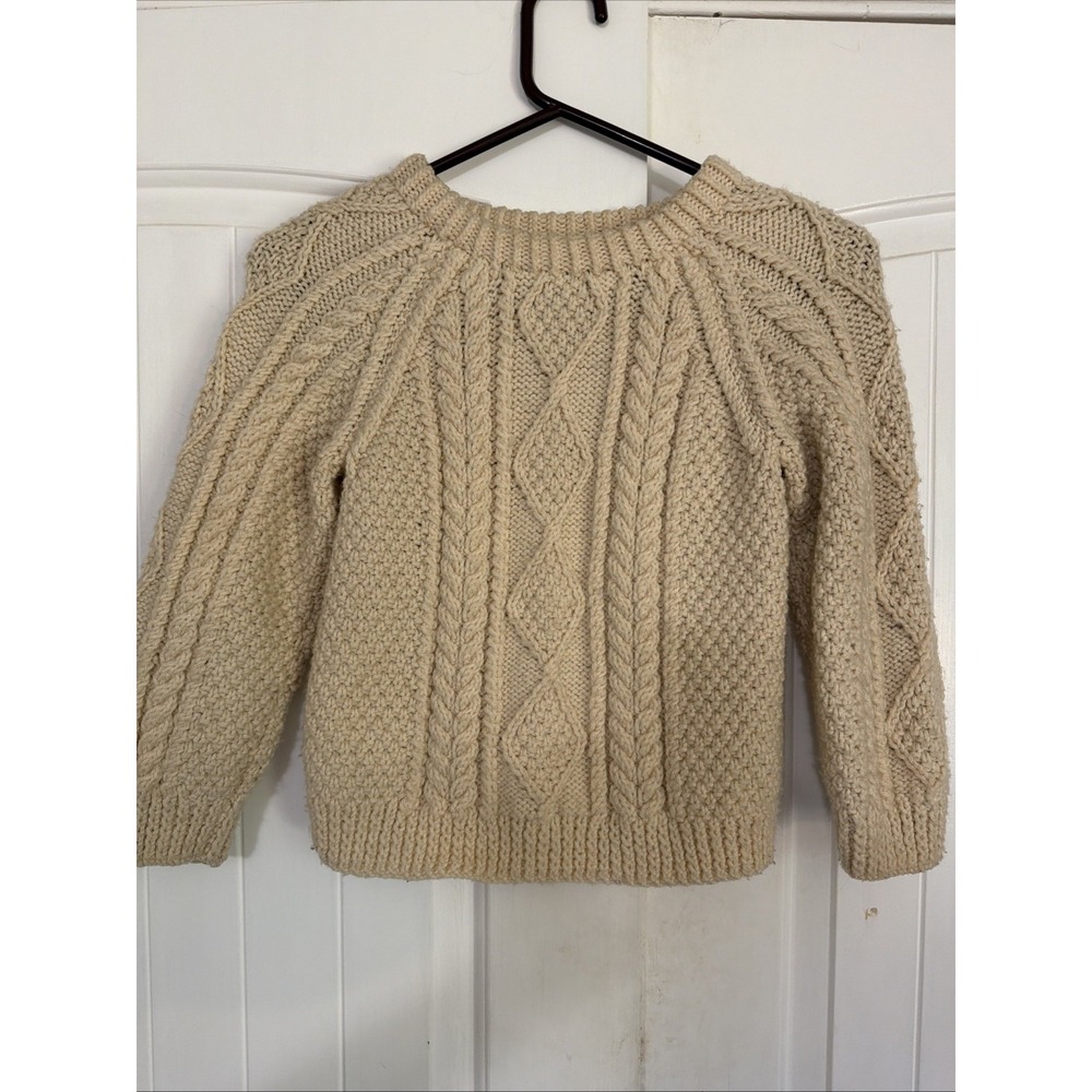 Hand Knit Wool Cable Knit Sweater Children's Medium (7-8)